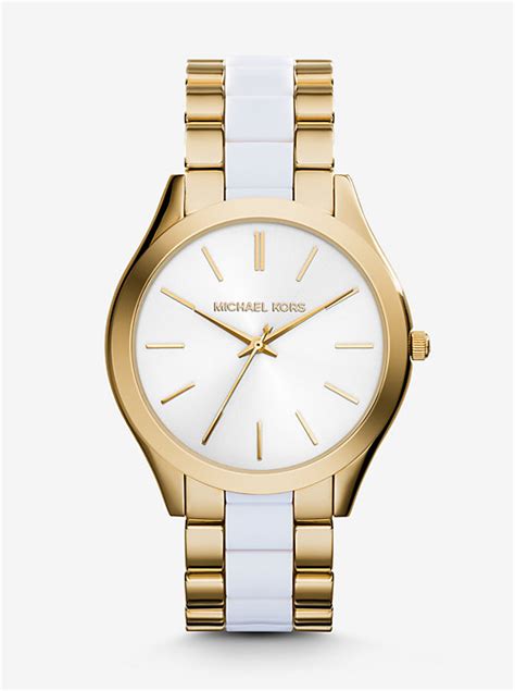 michael kors slim runway gold-tone acetate watch uk|Michael Kors slim runway smartwatch.